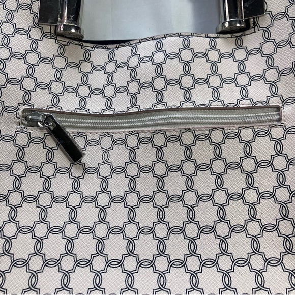 Ivanka Trump Black and Cream Structured Monogram Bag - Picture 4 of 16